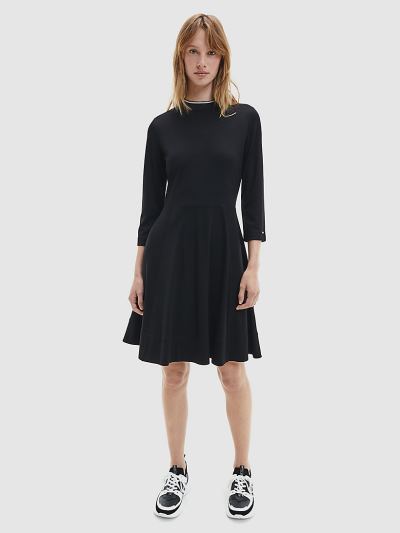 Calvin Klein Ruhák HU609145 | Calvin Klein Double Face Jersey Női Ruha Fekete
